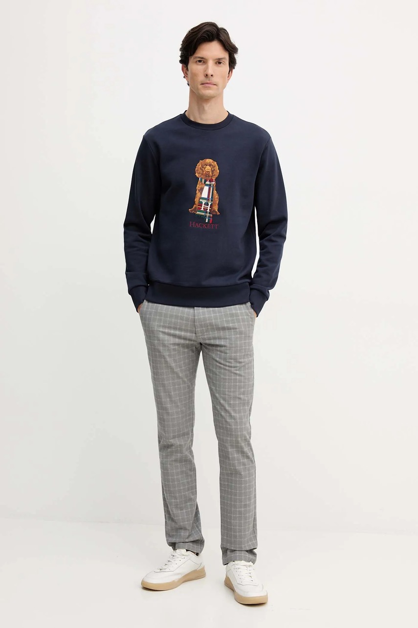 Хлопковая кофта Hackett London цвет синий с аппликацией HM5800015