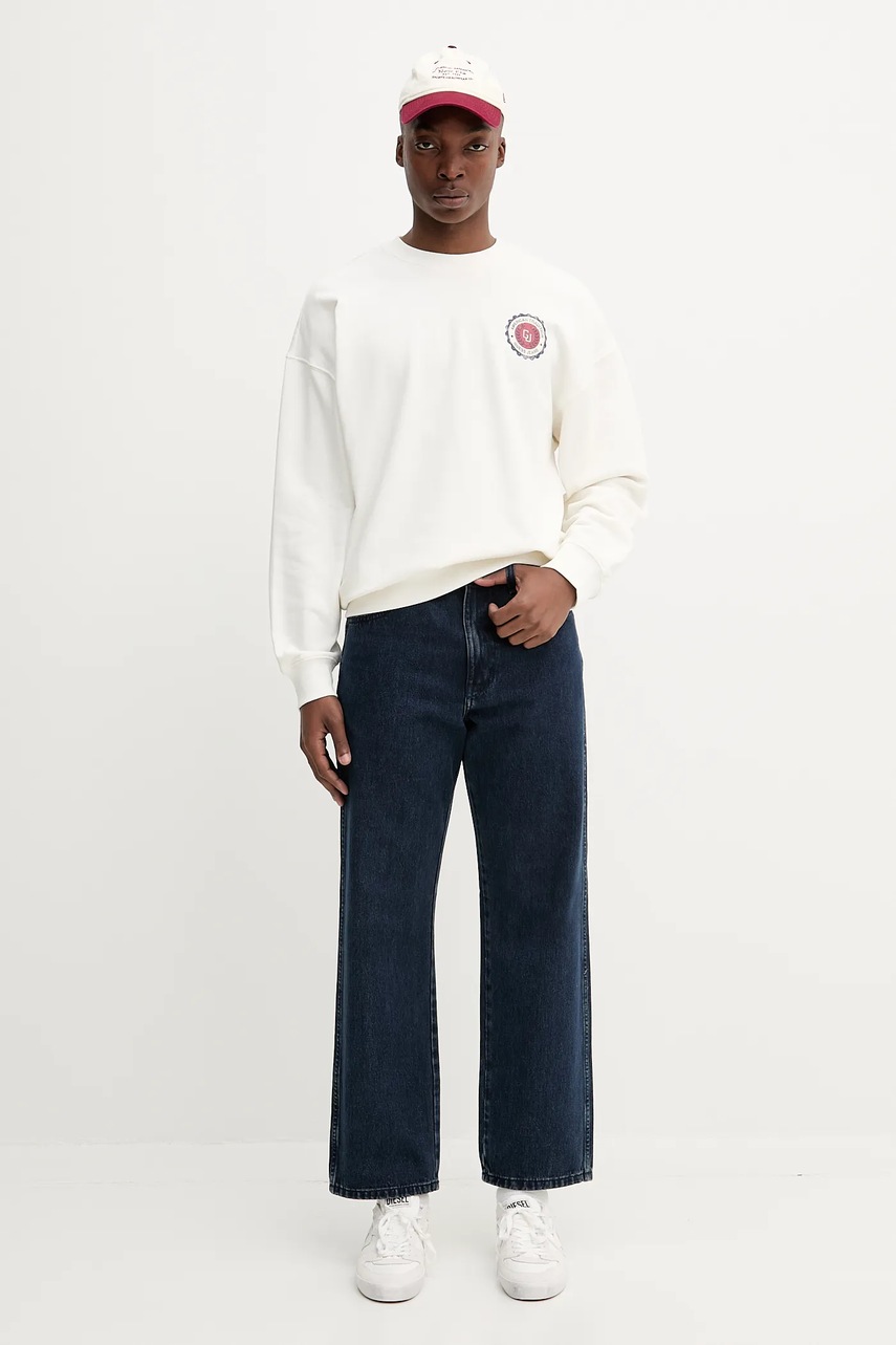 Хлопковая кофта Guess Jeans цвет бежевый с принтом M5YQ13 KCPR1