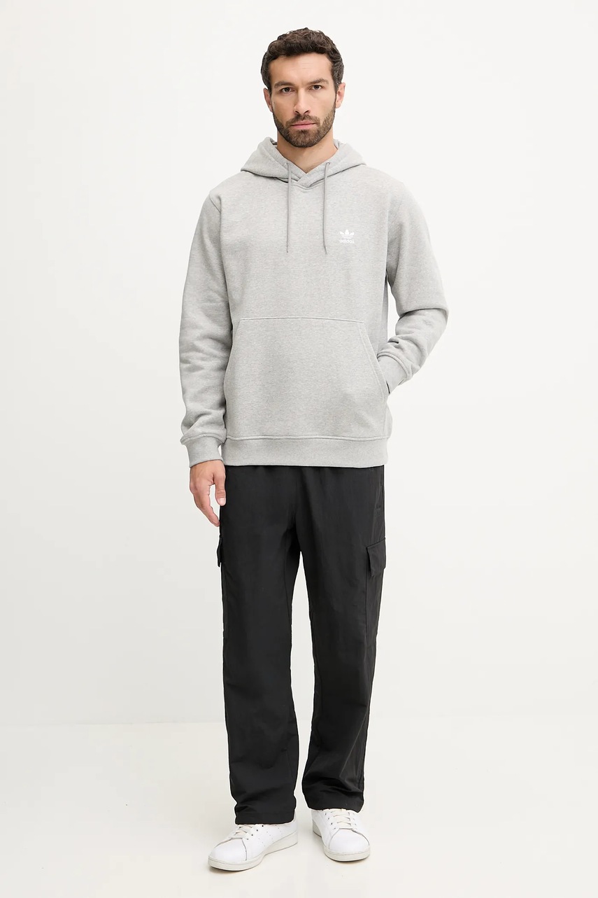 Кофта adidas Originals Essentials цвет серый с капюшоном меланж HZ6585