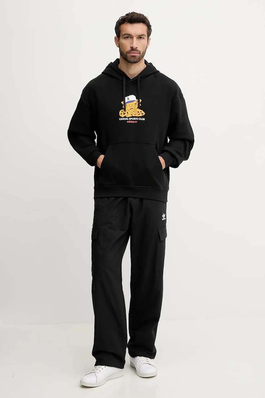 Хлопковая кофта adidas Originals Graphic Lo Hd цвет чёрный с капюшоном с принтом JW0166 Хлопковая кофта adidas Originals Graphic Lo Hd цвет чёрный с капюшоном с принтом JW0166