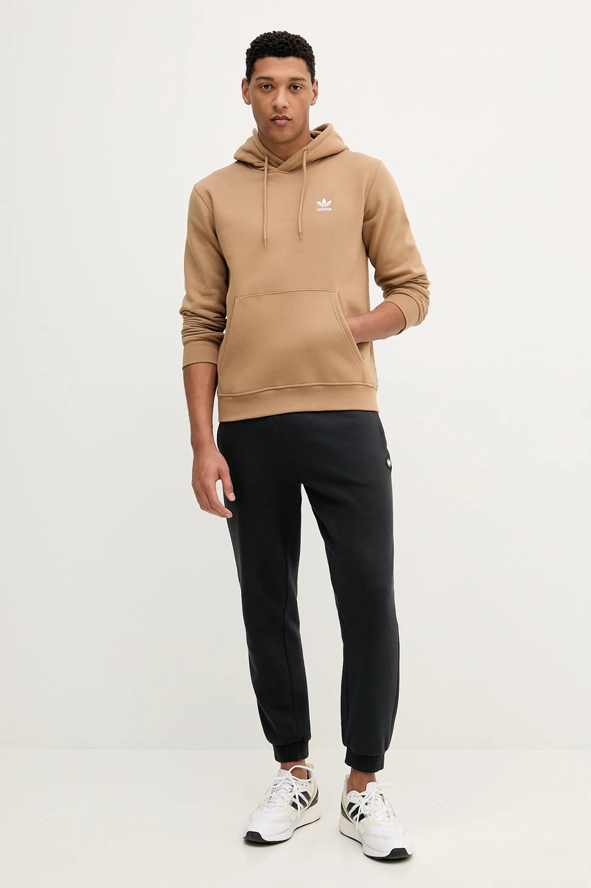 Кофта adidas Originals Essentials цвет зелёный с капюшоном однотонная JW1064