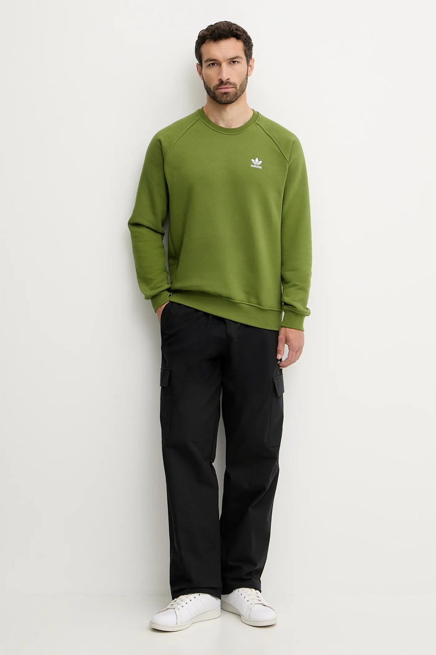Кофта adidas Originals Essentials цвет зелёный с аппликацией JW3523