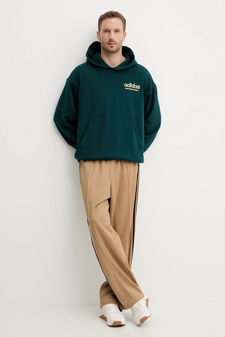 Хлопковая кофта adidas Originals Asd Otb Hoodie цвет зелёный с капюшоном с принтом JY3652 Хлопковая кофта adidas Originals Asd Otb Hoodie цвет зелёный с капюшоном с принтом JY3652
