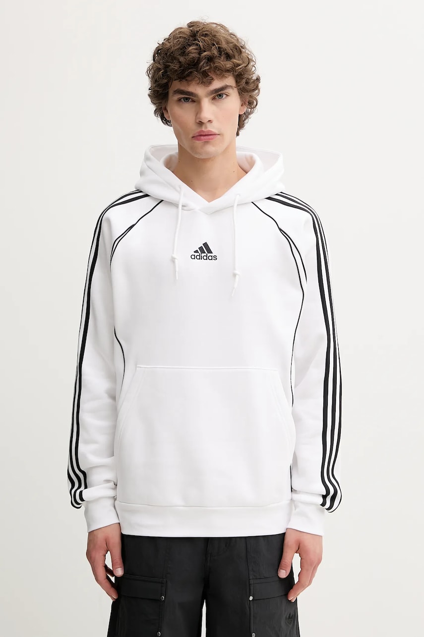 Levně Mikina adidas Originals Teamgeist pánská, bílá barva, s kapucí, s aplikací, JY6393