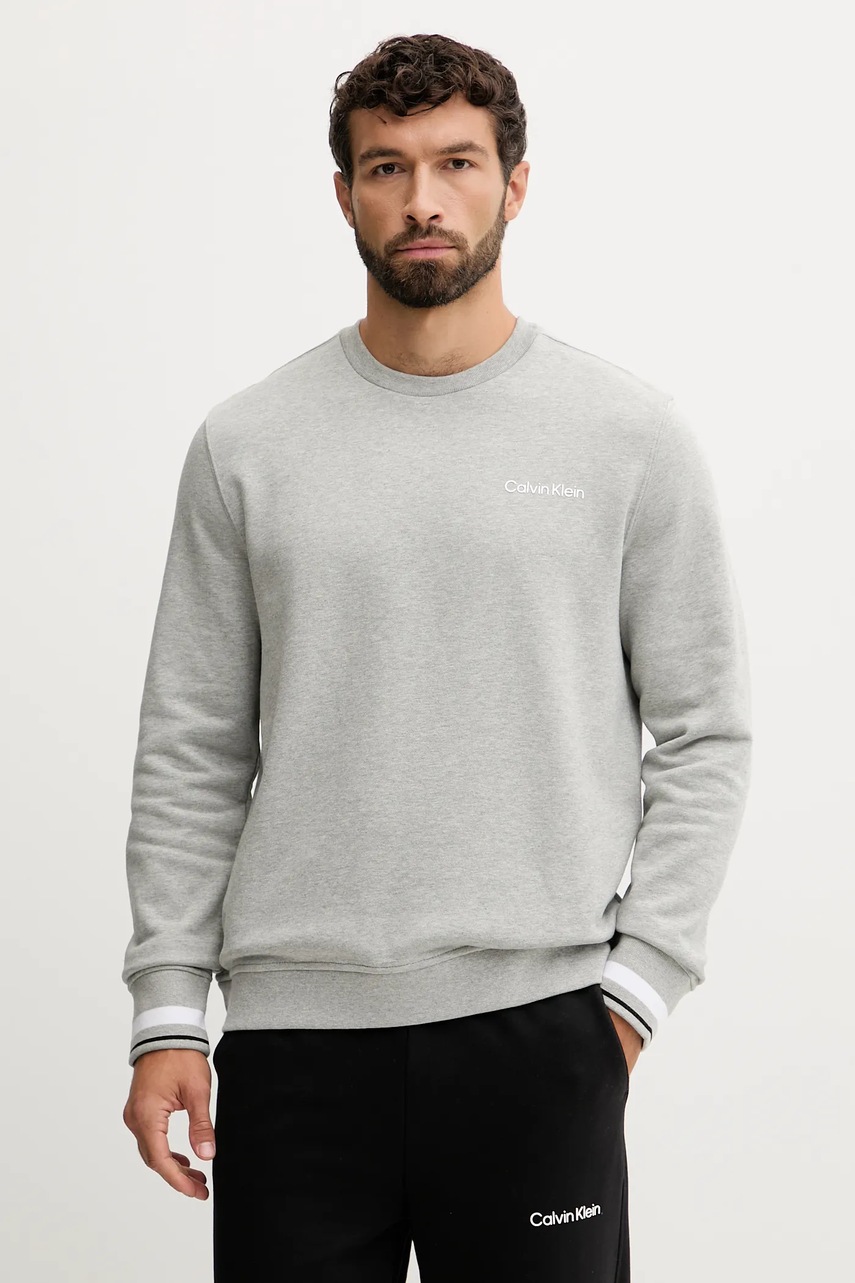 Levně Mikina Calvin Klein Performance pánská, šedá barva, s potiskem, LVGMF5W312