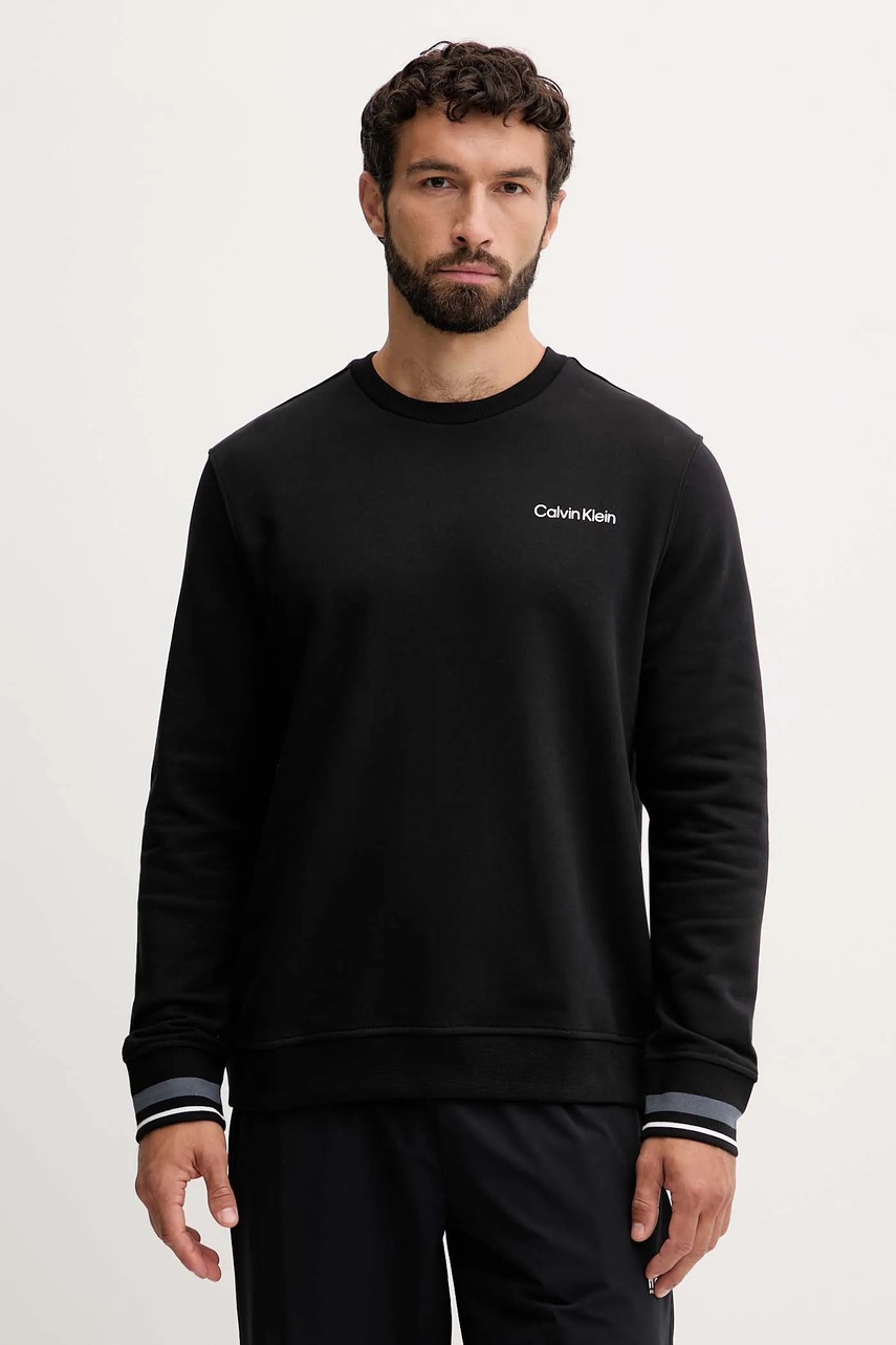 Levně Mikina Calvin Klein Performance pánská, černá barva, s potiskem, LVGMF5W312