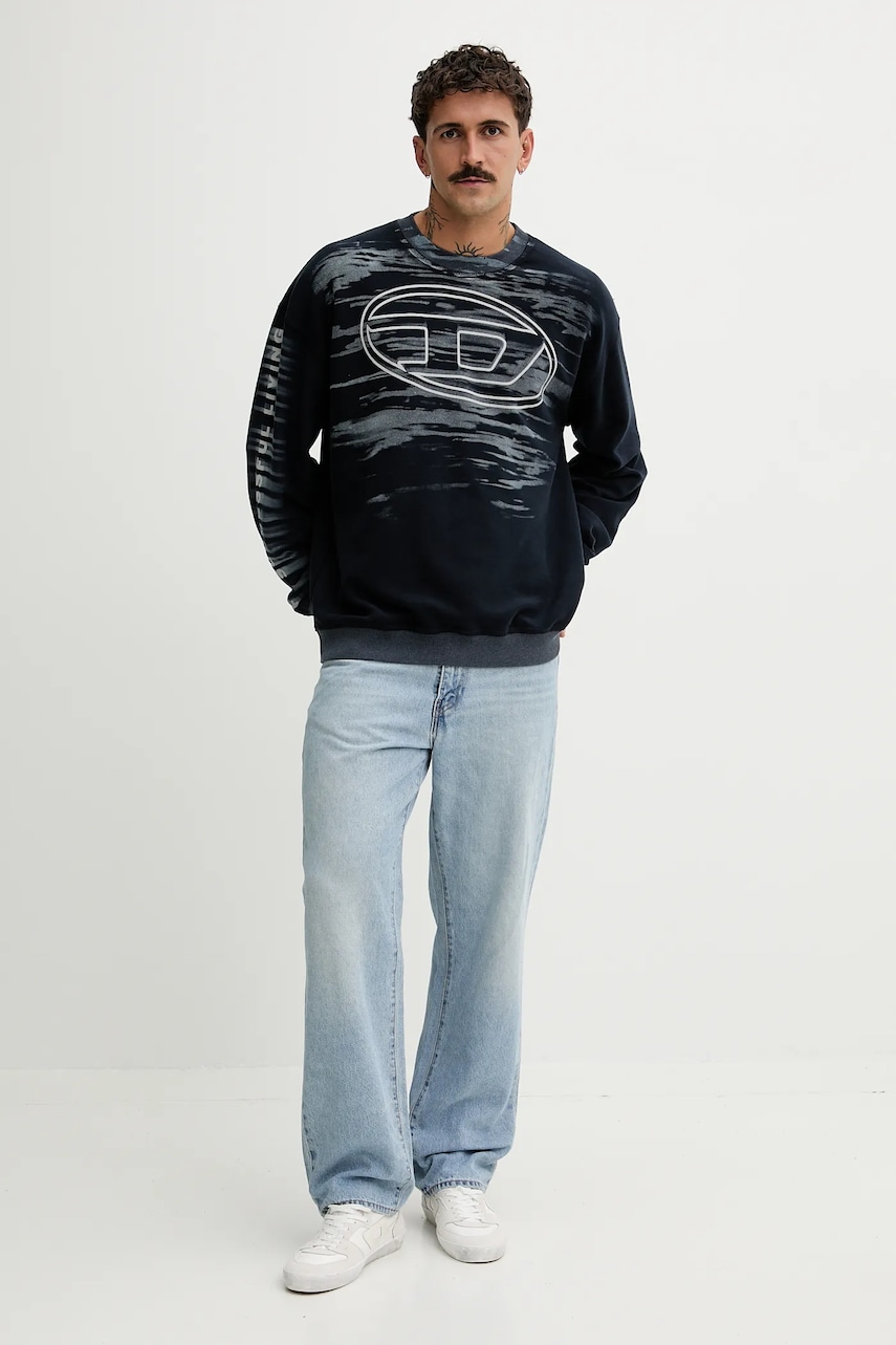 Diesel bluză S-BOXT-T1 culoarea bleumarin, cu imprimeu, A18654.0AGCB