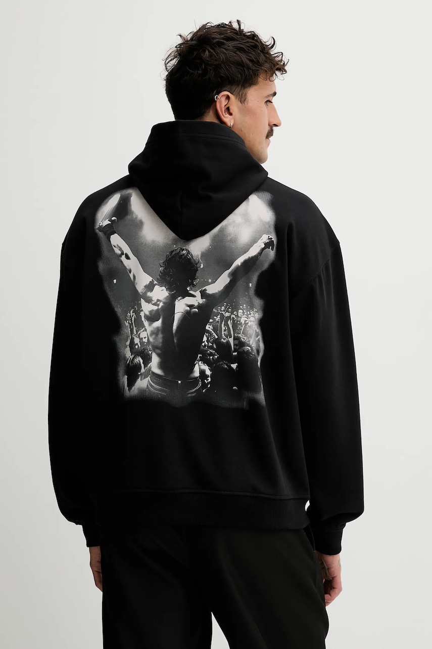 Diesel bluză S-BOXT-HOOD-T5 culoarea negru, cu glugă, cu imprimeu, A18728.0HYAT