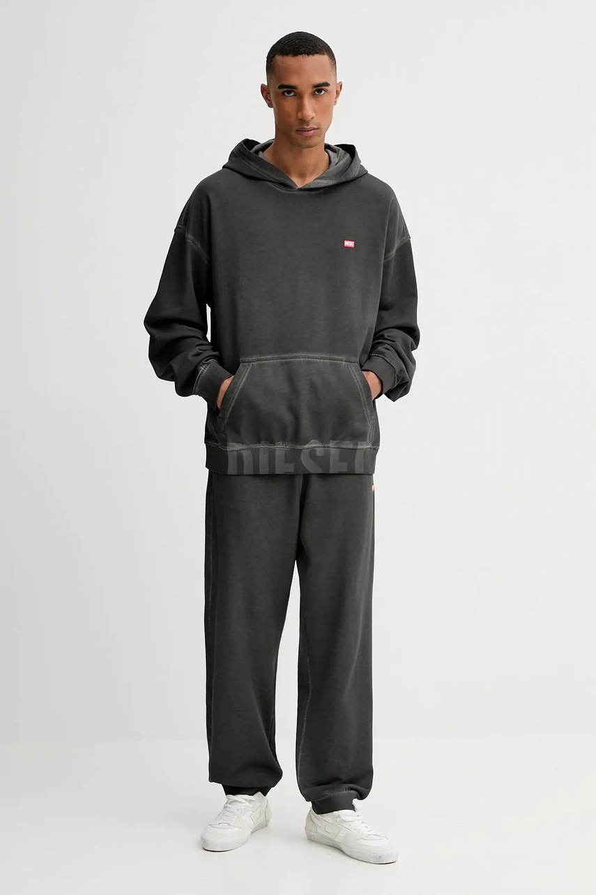 Βαμβακερή μπλούζα Diesel S-BOXT-HOOD-T4 χρώμα: γκρι, με κουκούλα, A19333.0IKBR φωτογραφία