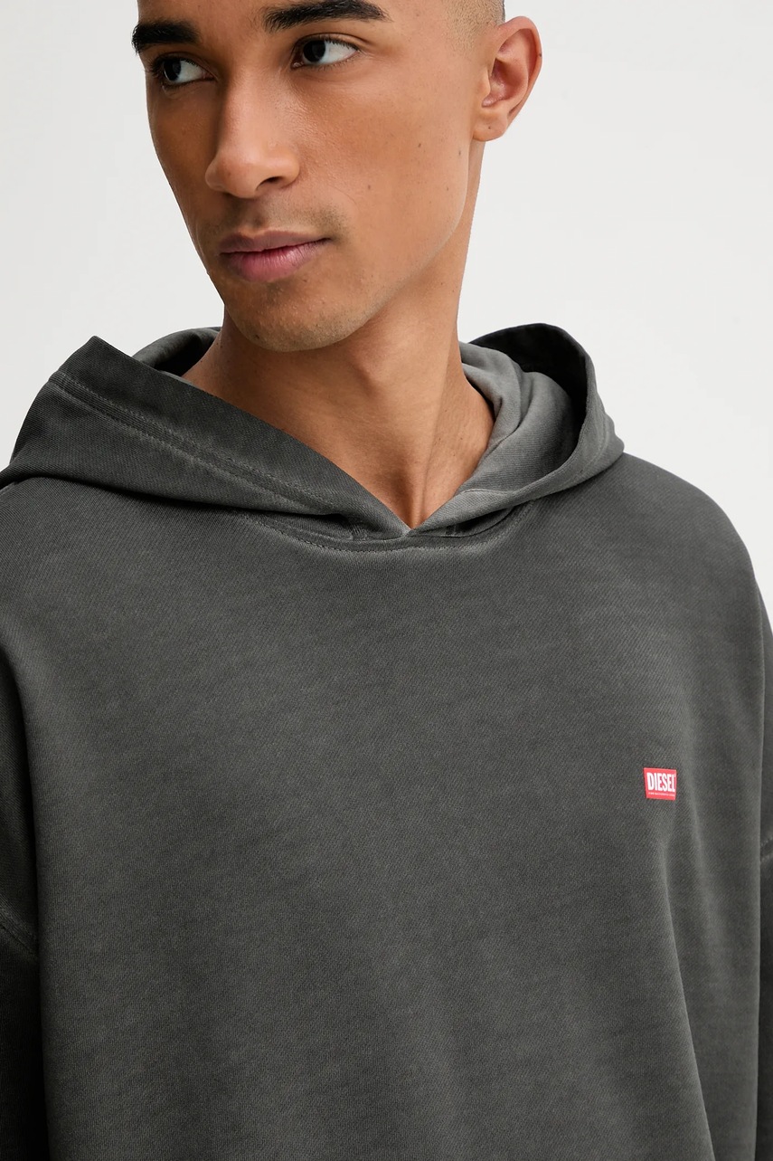 Βαμβακερή μπλούζα Diesel S-BOXT-HOOD-T4 χρώμα: γκρι, με κουκούλα, A19333.0IKBR φωτογραφία