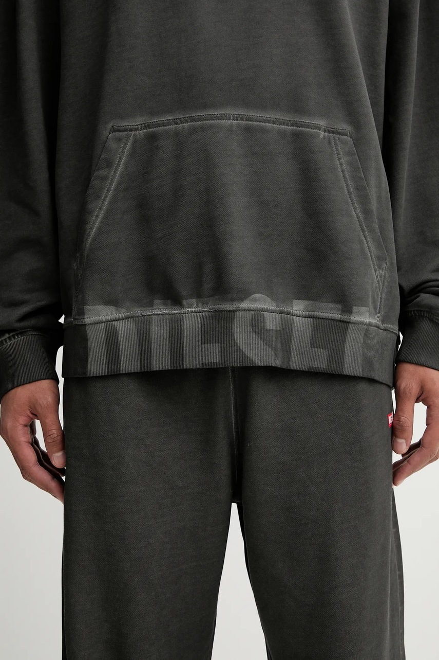 Βαμβακερή μπλούζα Diesel S-BOXT-HOOD-T4 χρώμα: γκρι, με κουκούλα, A19333.0IKBR φωτογραφία