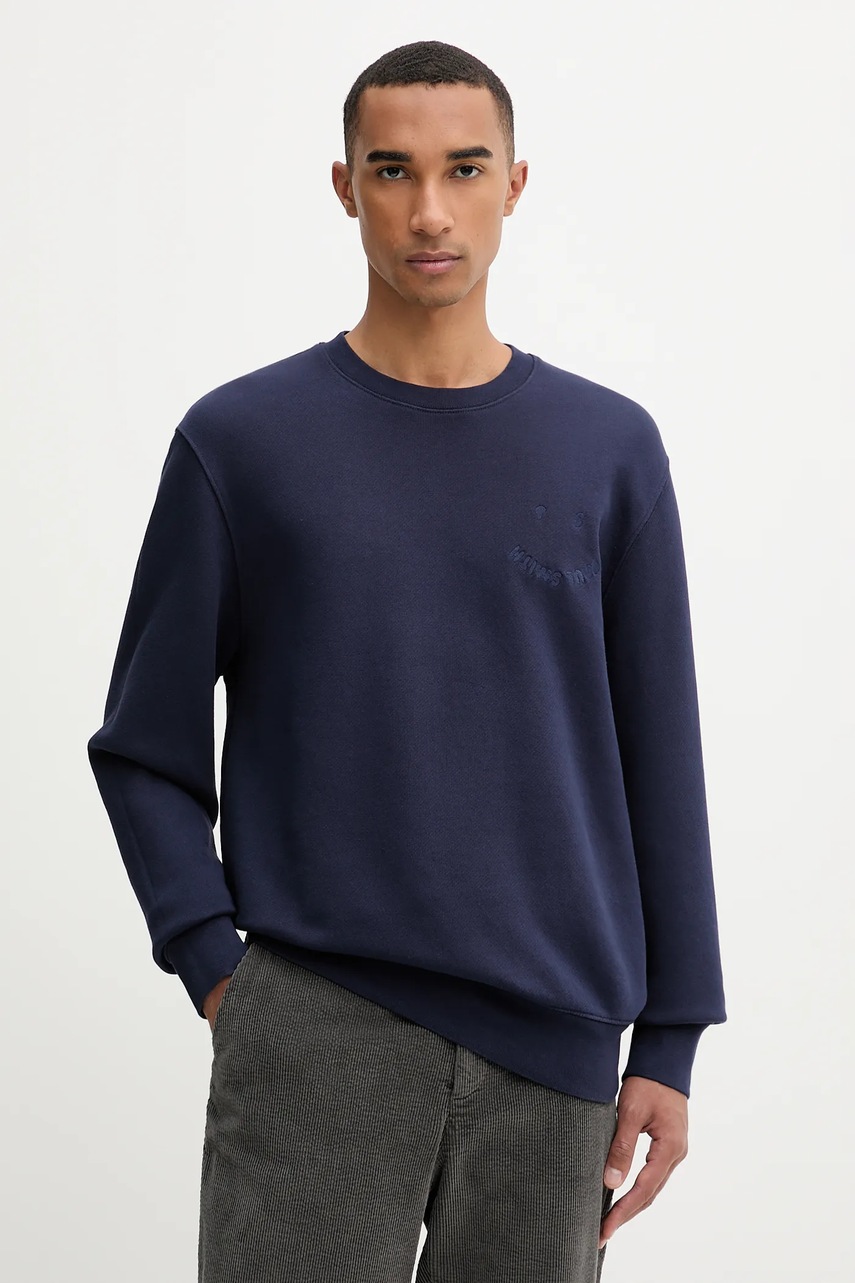 Levně Bavlněná mikina PS Paul Smith pánská, modrá barva, hladká, M2R-211Z-T22469