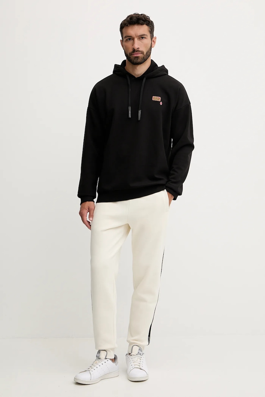 Кофта EA7 Emporio Armani цвет чёрный с капюшоном с принтом AF10443.7M000993 Кофта EA7 Emporio Armani цвет чёрный с капюшоном с принтом AF10443.7M000993