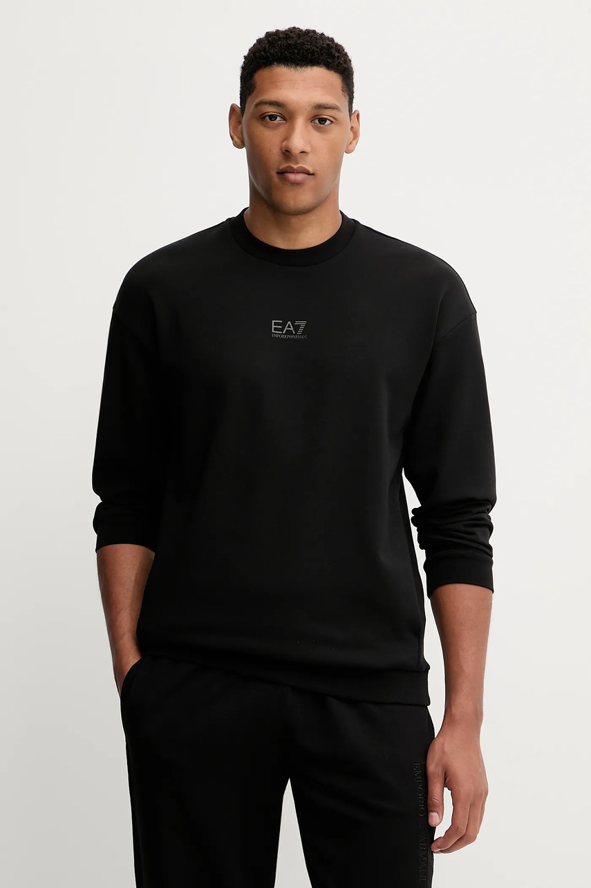 EA7 Emporio Armani bluză culoarea negru, cu imprimeu, AF12501.7M000659
