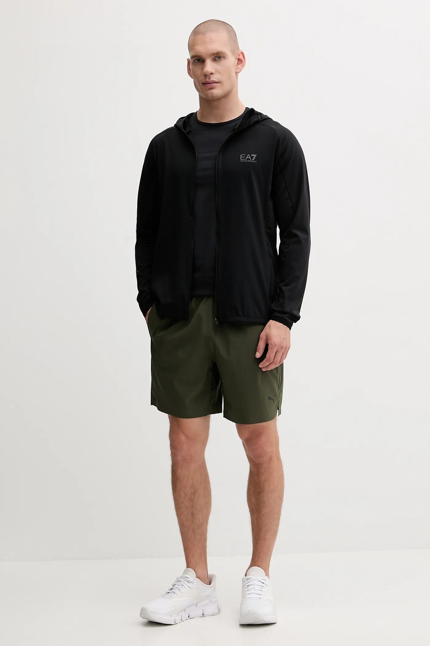 Кофта для тренинга EA7 Emporio Armani цвет чёрный с капюшоном однотонная AF13534.7M000591