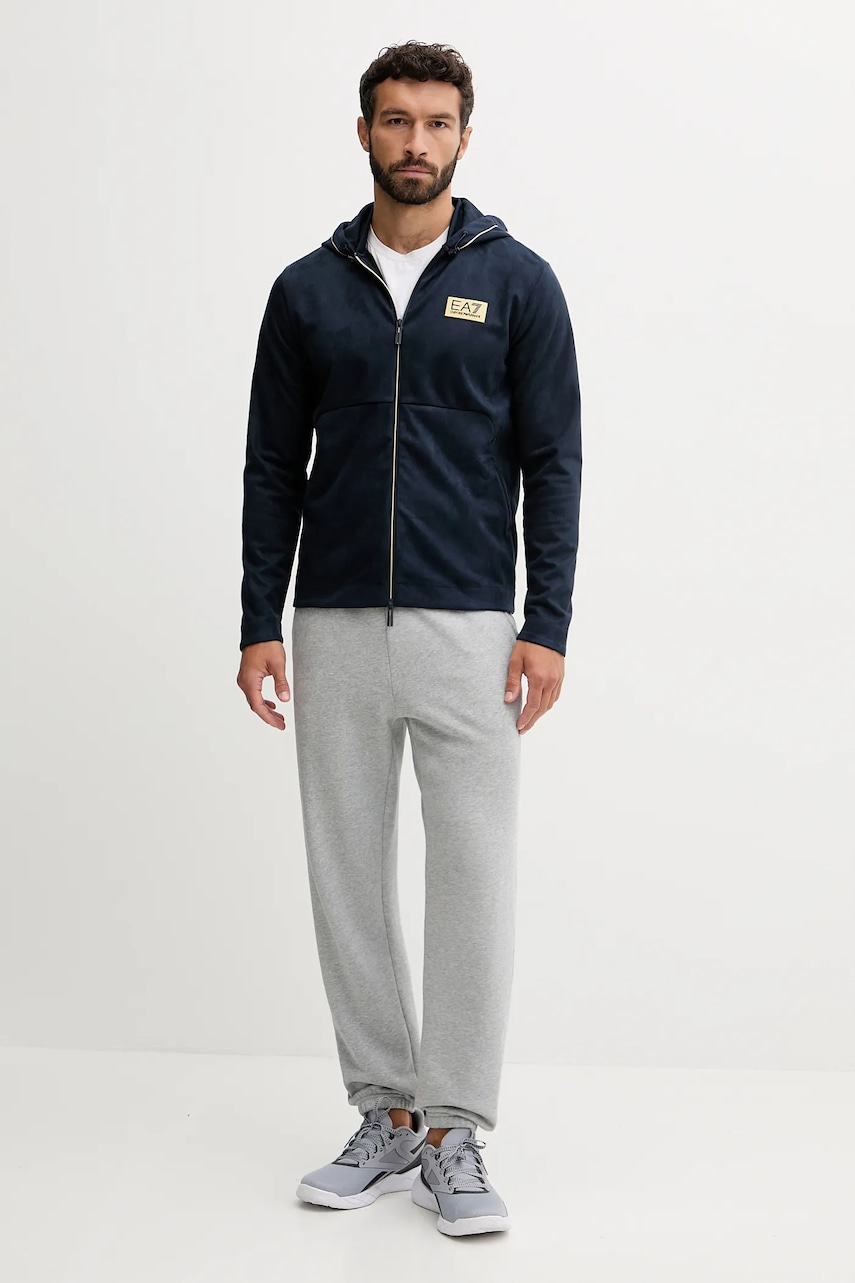 Кофта EA7 Emporio Armani цвет синий с капюшоном однотонная AF16718.7M000675 Кофта EA7 Emporio Armani цвет синий с капюшоном однотонная AF16718.7M000675