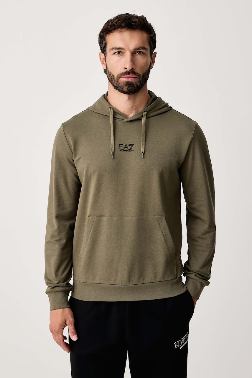 EA7 Emporio Armani  mikina s kapucňou pánska bavlnená s elastanom