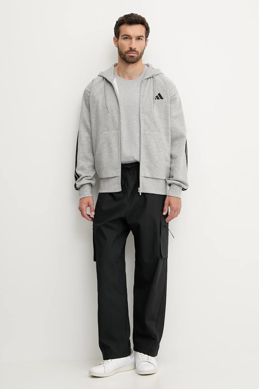 Кофта adidas Essentials цвет серый с капюшоном с аппликацией JD1865 Кофта adidas Essentials цвет серый с капюшоном с аппликацией JD1865