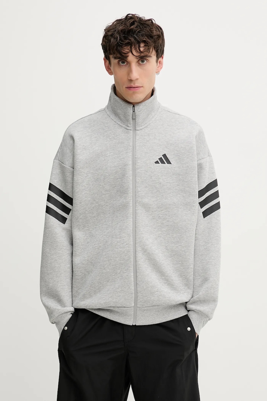 Levně Mikina adidas Future Icons pánská, šedá barva, s potiskem, JD4886