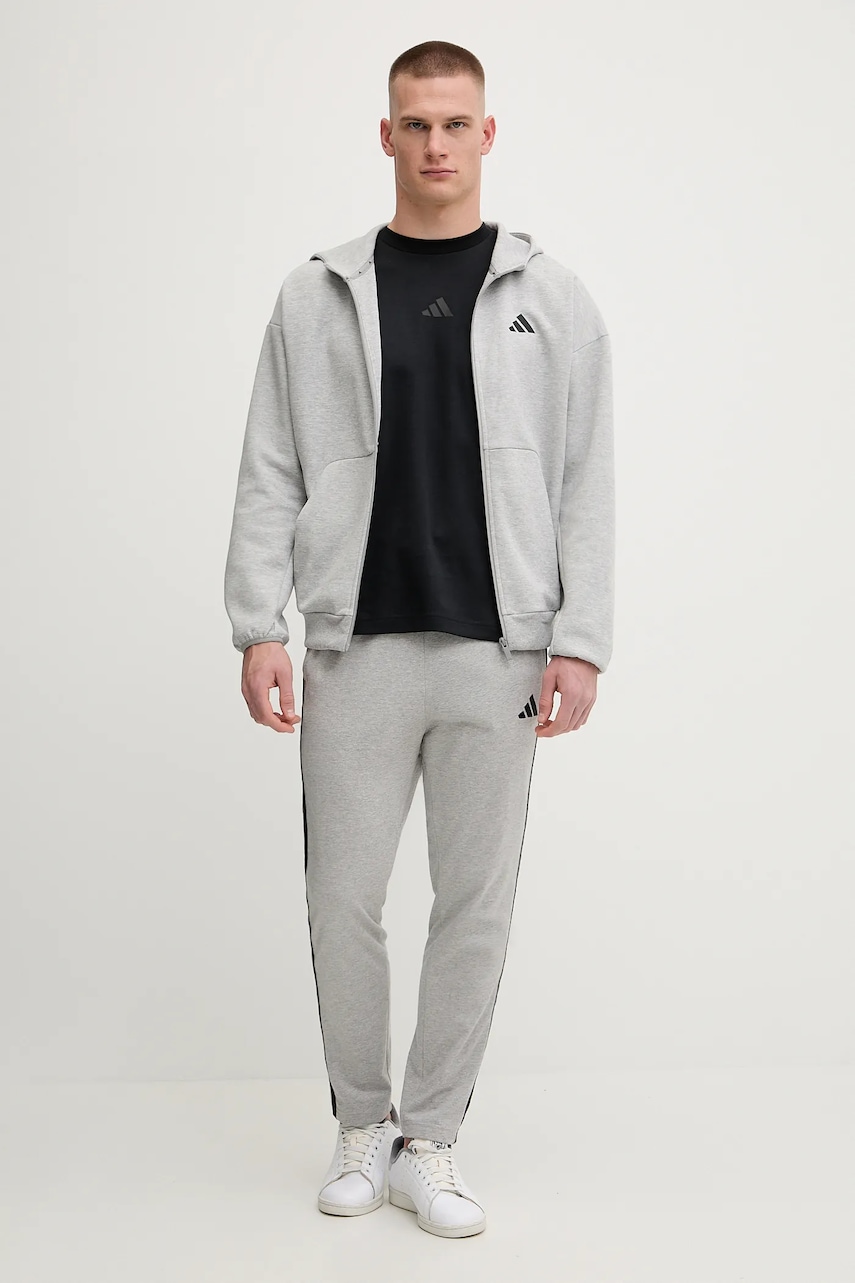 Кофта adidas Future Icons цвет серый с капюшоном меланж JD4945 Кофта adidas Future Icons цвет серый с капюшоном меланж JD4945