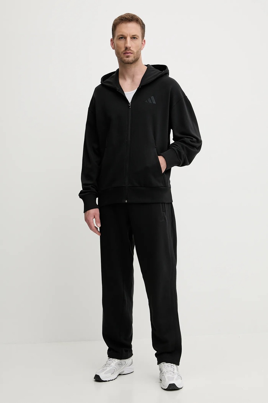 Хлопковая кофта adidas ALL SZN цвет чёрный с капюшоном однотонная JI6361 Хлопковая кофта adidas ALL SZN цвет чёрный с капюшоном однотонная JI6361