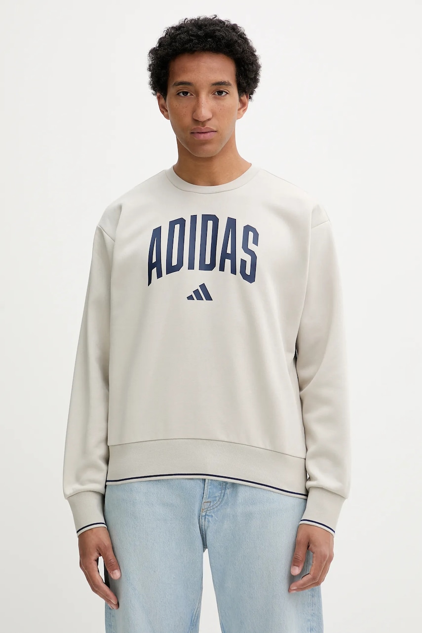 adidas bluză Collegiate culoarea bej, cu imprimeu, JM1732