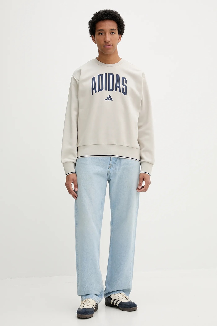 Кофта adidas Collegiate цвет бежевый с принтом JM1732 Кофта adidas Collegiate цвет бежевый с принтом JM1732