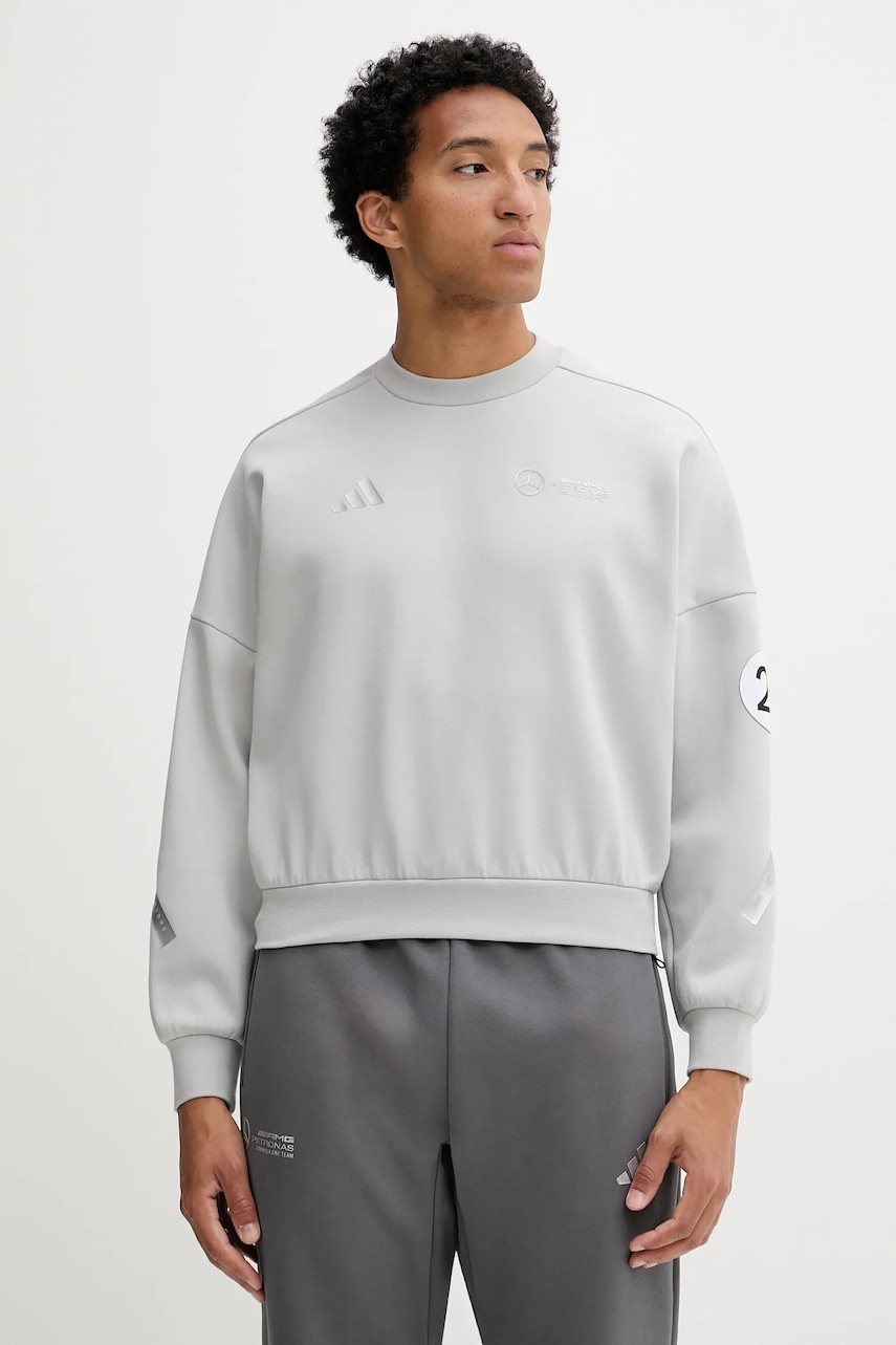 adidas bluză x Mercedes culoarea gri, cu imprimeu, JW3480