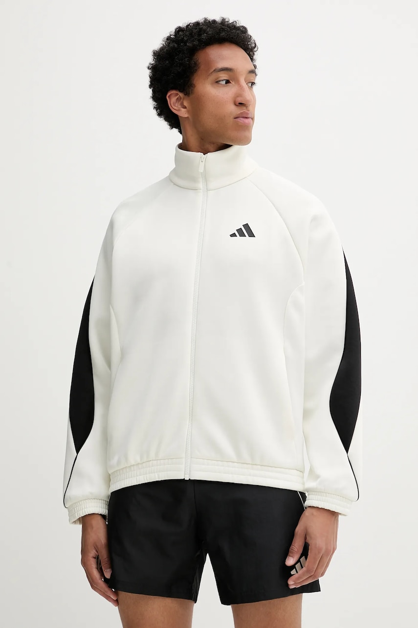 adidas bluză Stadium culoarea bej, cu imprimeu, JX5618