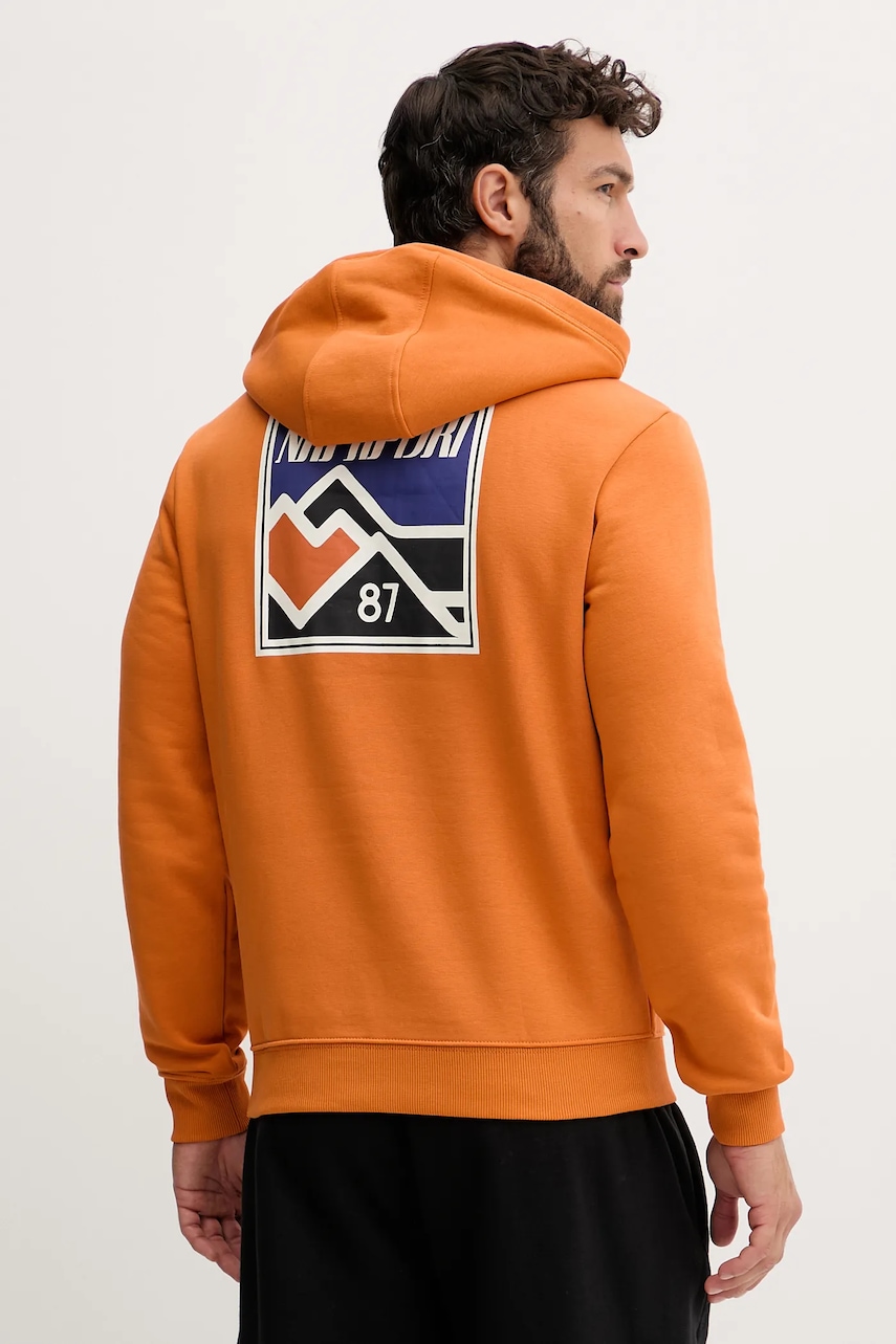 Napapijri bluză B-Guide culoarea portocaliu, cu glugă, cu imprimeu, NP0A88V4A681