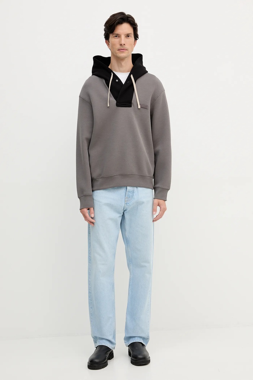 Кофта Armani Exchange цвет серый с капюшоном однотонная XM001043 AF16222