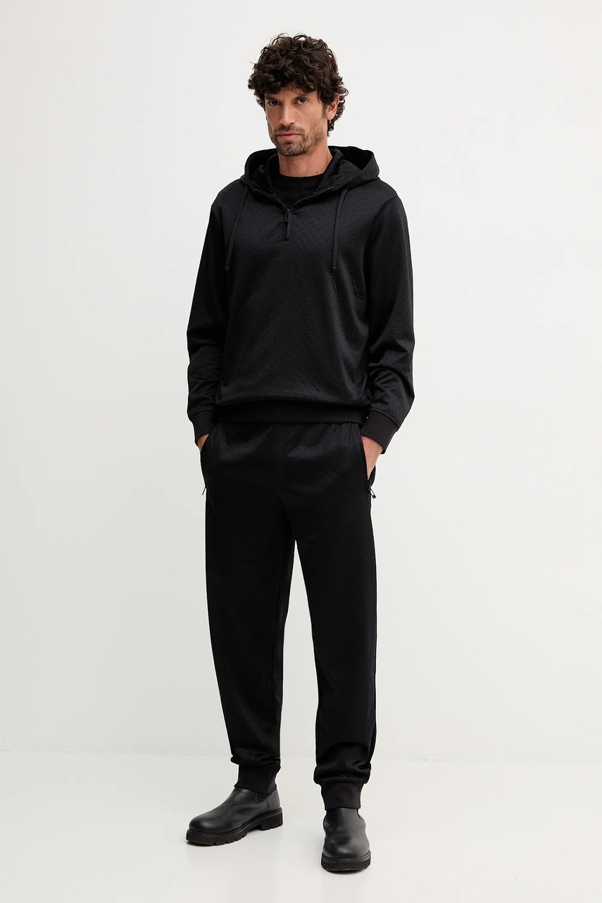 Кофта Armani Exchange цвет чёрный с капюшоном однотонная XM001355 AF16259