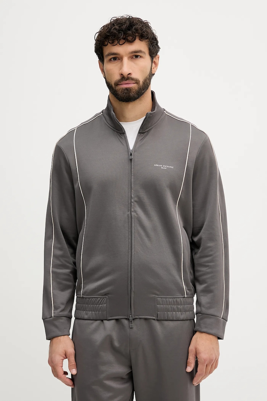 Armani Exchange bluză culoarea gri, cu imprimeu, XM001357 AF16278