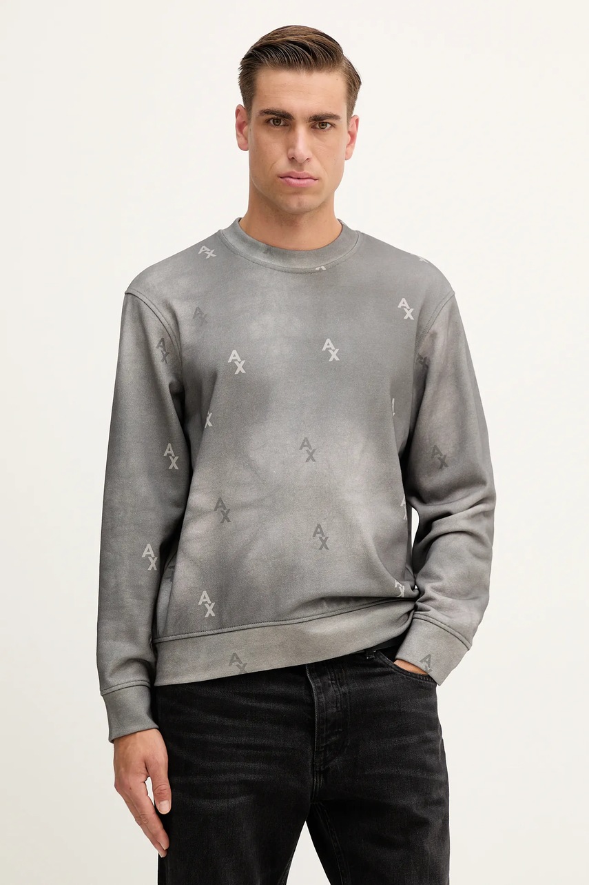 Levně Bavlněná mikina Armani Exchange pánská, šedá barva, vzorovaná, XM001893 AF10830