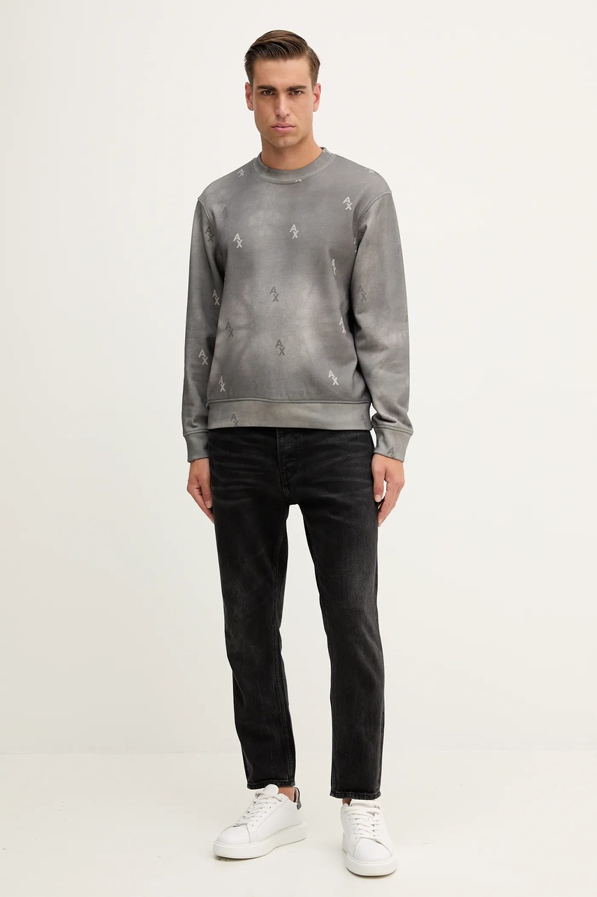 Хлопковая кофта Armani Exchange цвет серый узор XM001893 AF10830