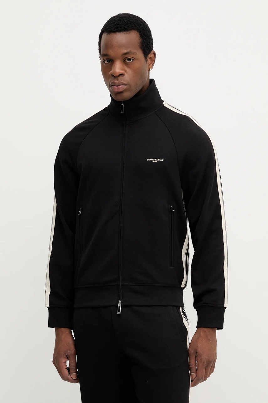 Levně Mikina Emporio Armani pánská, černá barva, s aplikací, EM002872 AF13488