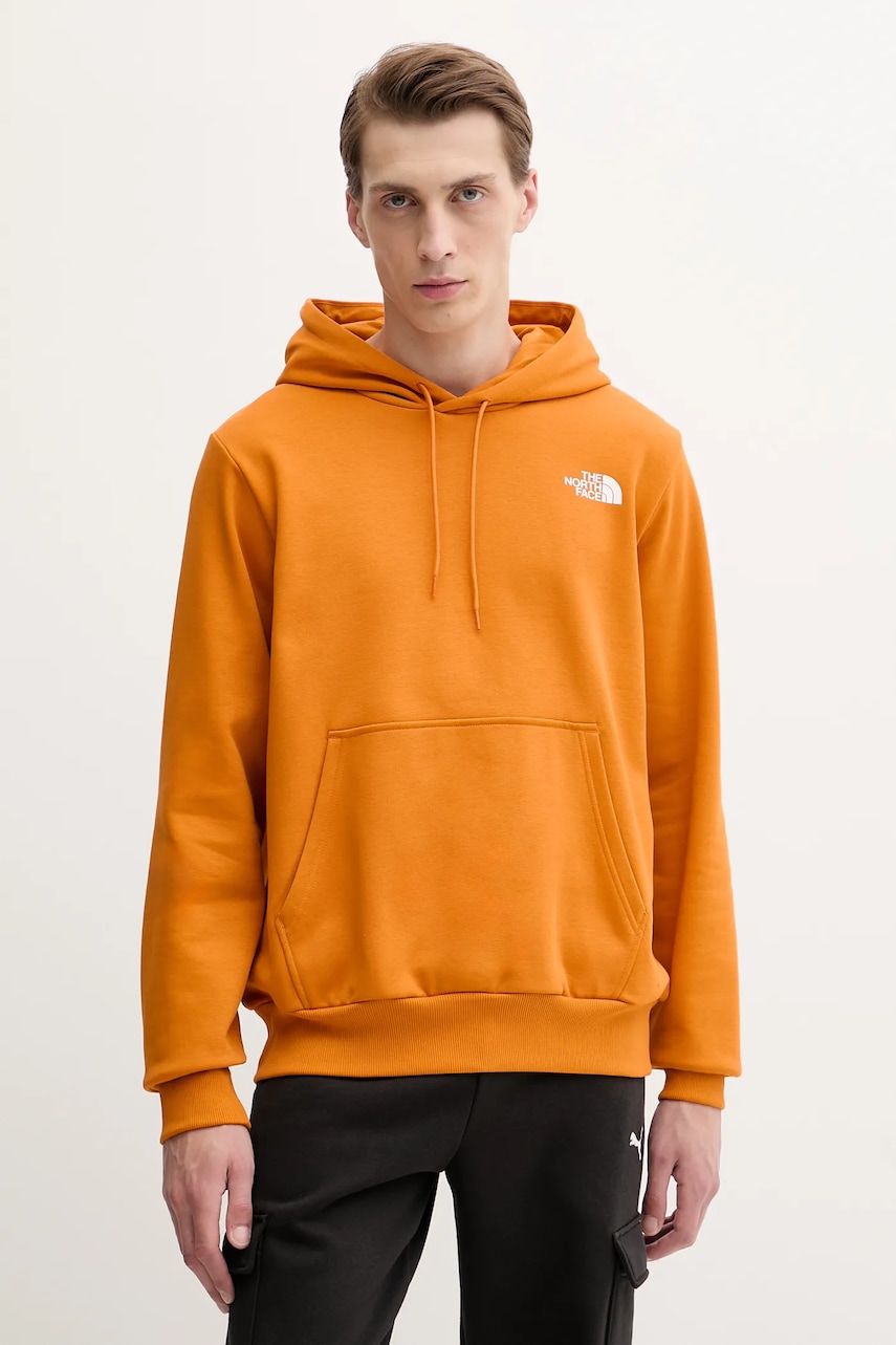 Levně Mikina The North Face Simple Dome pánská, oranžová barva, s kapucí, s potiskem, NF0A89FCBRO1