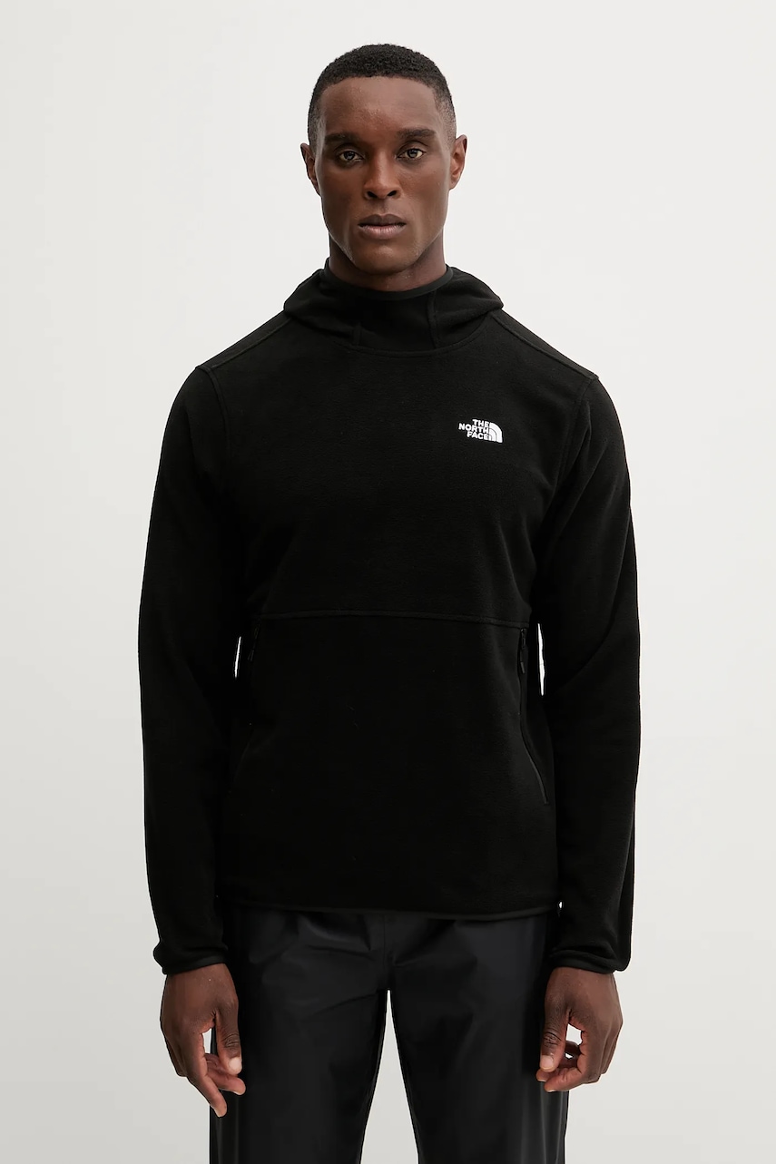 The North Face hanorac fleece culoarea negru, cu glugă, uni, NF0A8D0SJK31