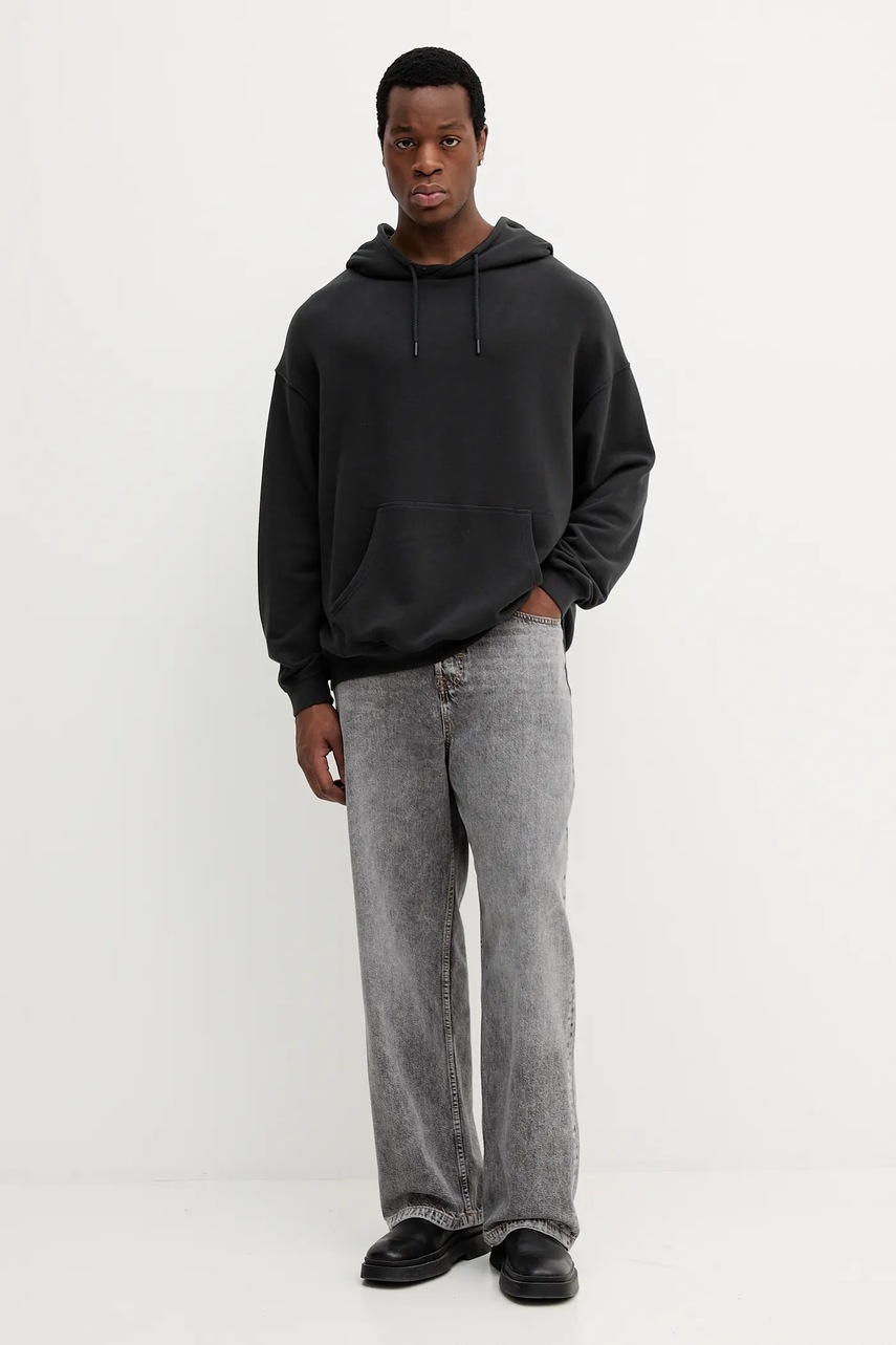 Кофта American Vintage цвет чёрный с капюшоном однотонная MATU03B