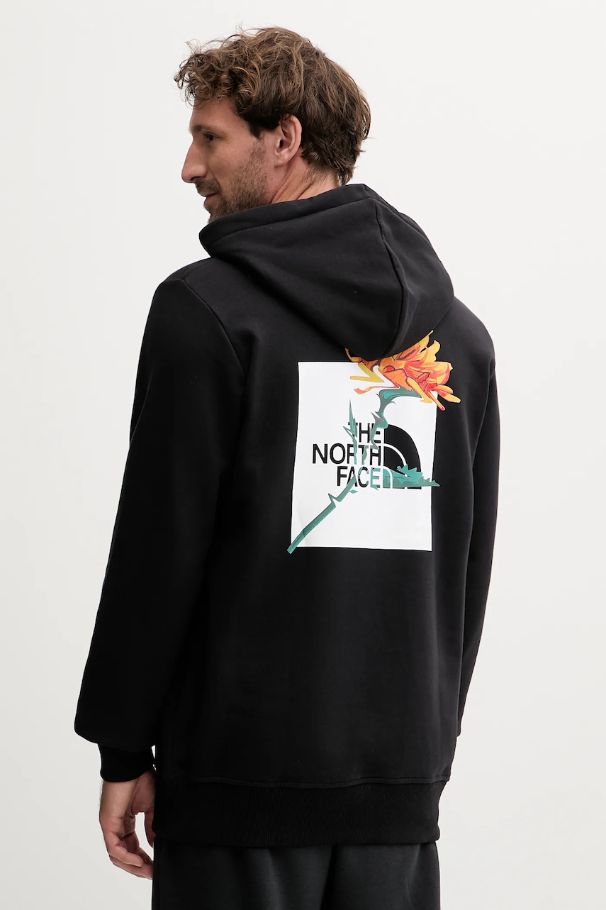 The North Face hanorac de bumbac culoarea negru, cu glugă, cu imprimeu, NF0A8F64JK31