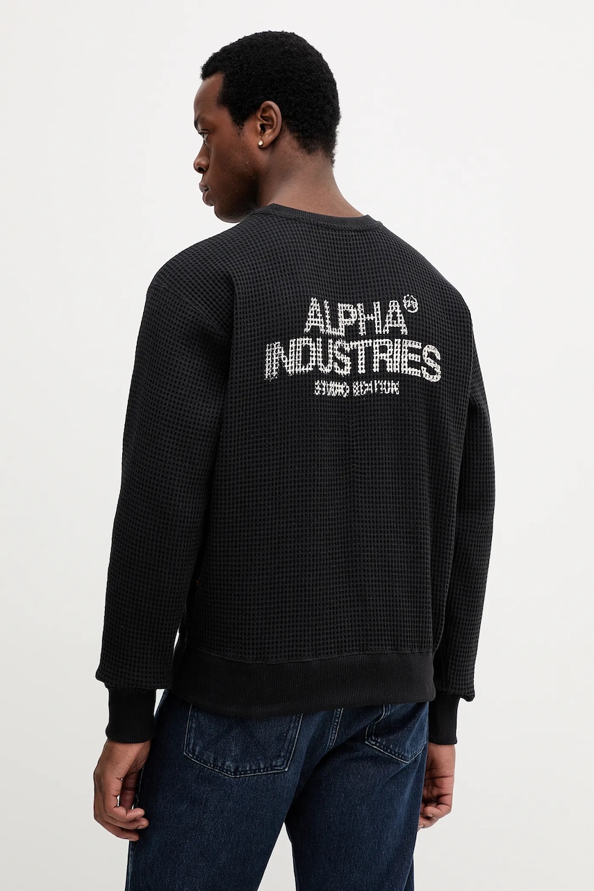 Alpha Industries hanorac de bumbac culoarea negru, cu imprimeu, 258300.03