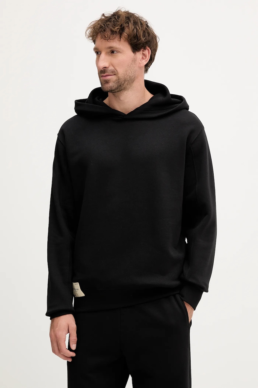 Levně Mikina Alpha Industries pánská, černá barva, s kapucí, hladká, 156335.03