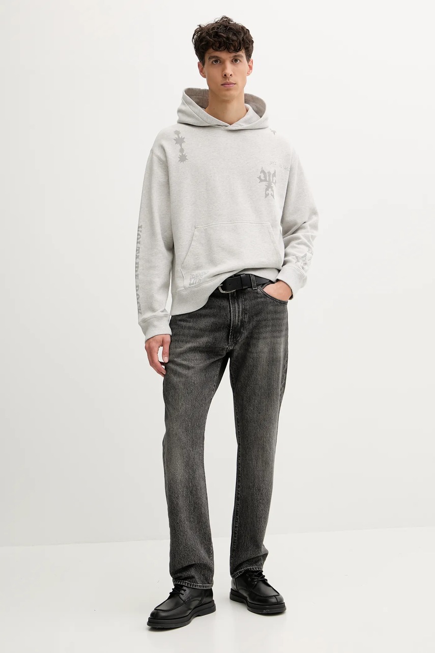 Хлопковая кофта ZADIG&VOLTAIRE цвет серый с капюшоном с принтом JMSS01309