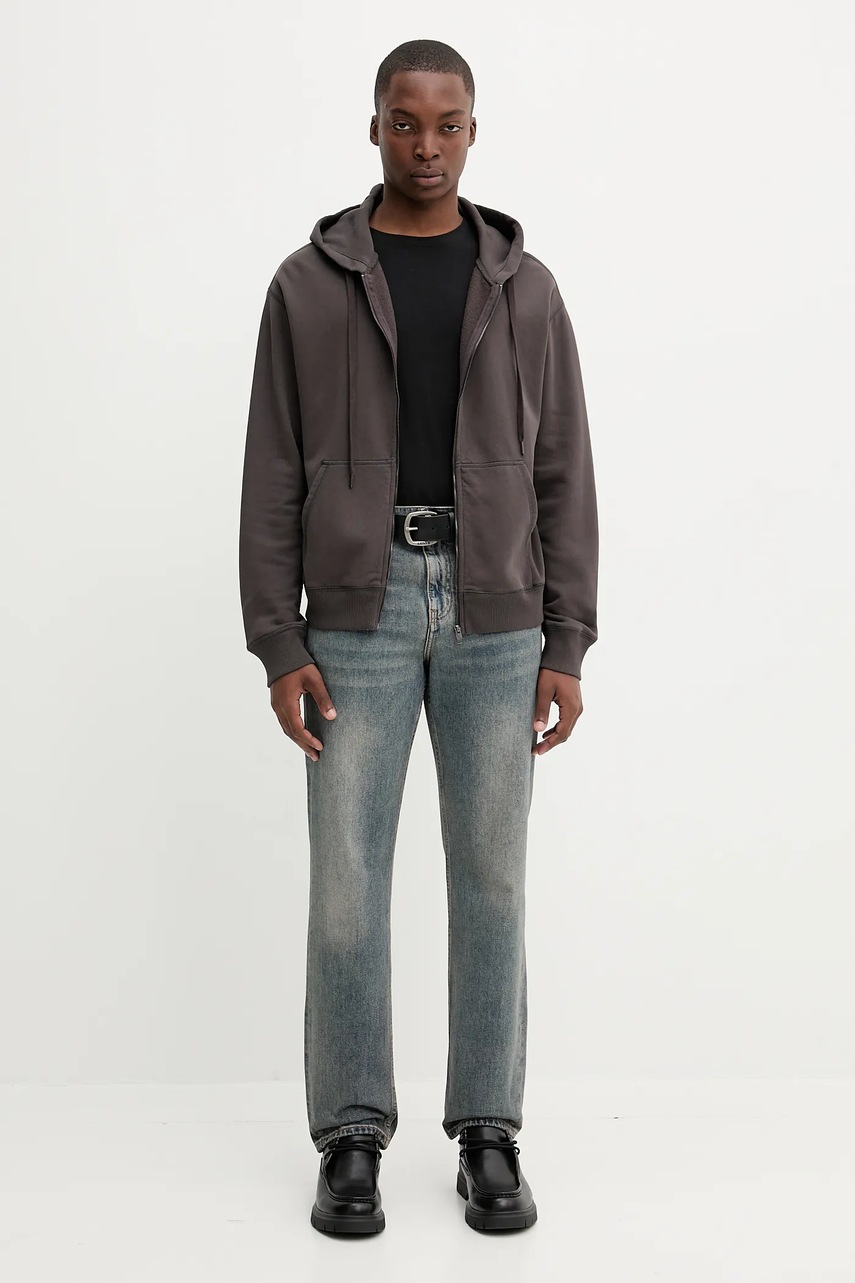 Хлопковая кофта ZADIG&VOLTAIRE цвет коричневый с капюшоном однотонная JMSS01311