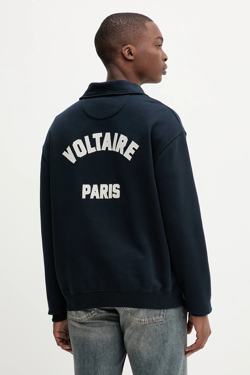 ZADIG&VOLTAIRE hanorac de bumbac culoarea bleumarin, cu imprimeu, JMSS01313