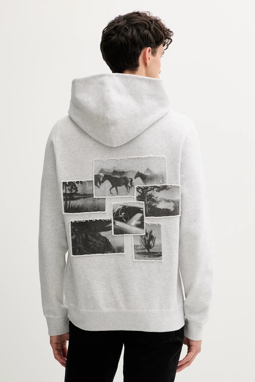 ZADIG&VOLTAIRE bluză culoarea gri, cu glugă, uni, JMSS01307