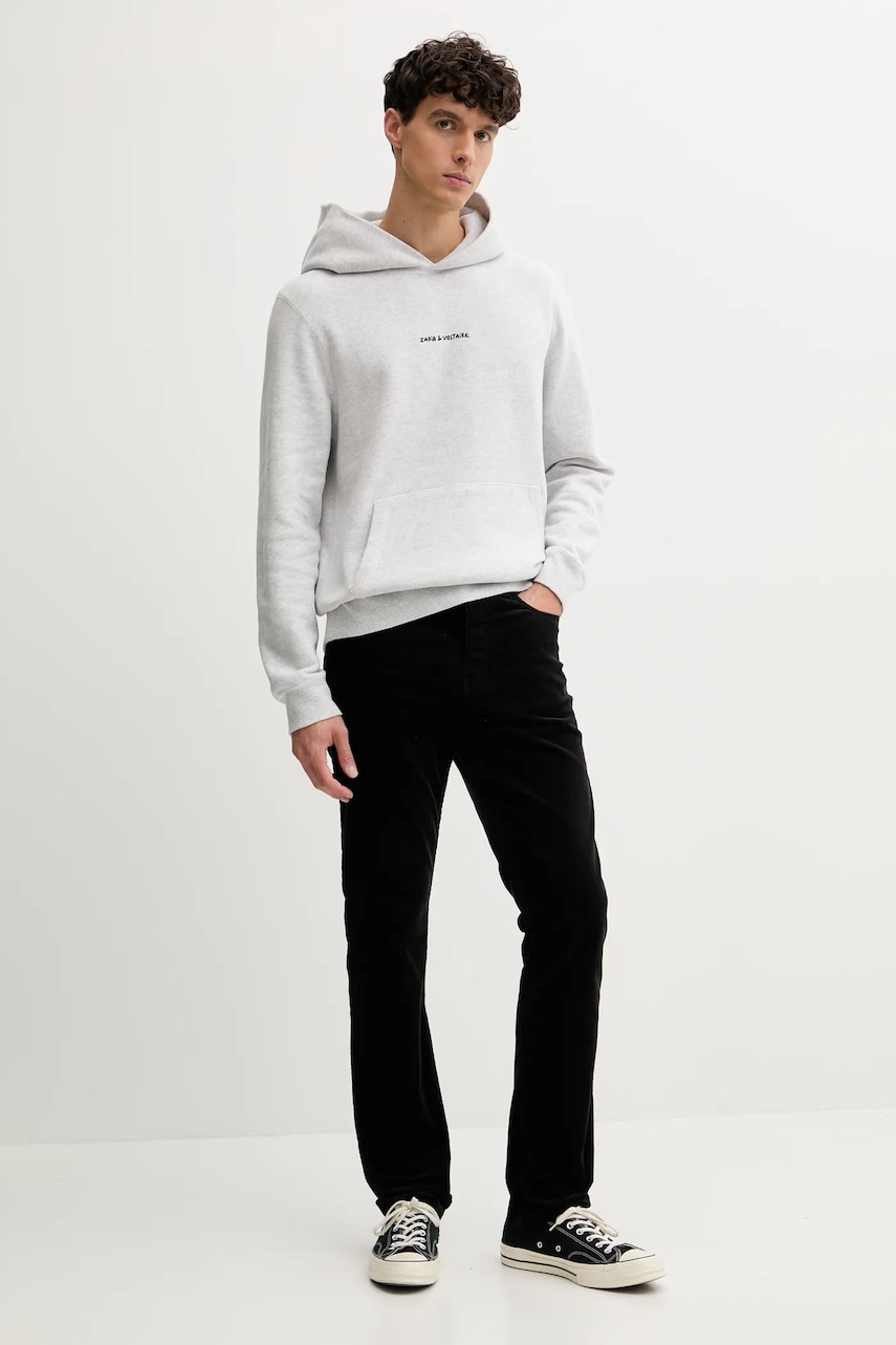 Кофта ZADIG&VOLTAIRE цвет серый с капюшоном однотонная JMSS01307 Кофта ZADIG&VOLTAIRE цвет серый с капюшоном однотонная JMSS01307