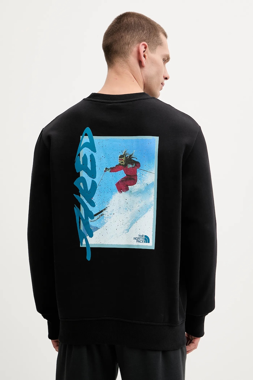 The North Face hanorac de bumbac culoarea negru, cu imprimeu, NF0A8EU5JK31