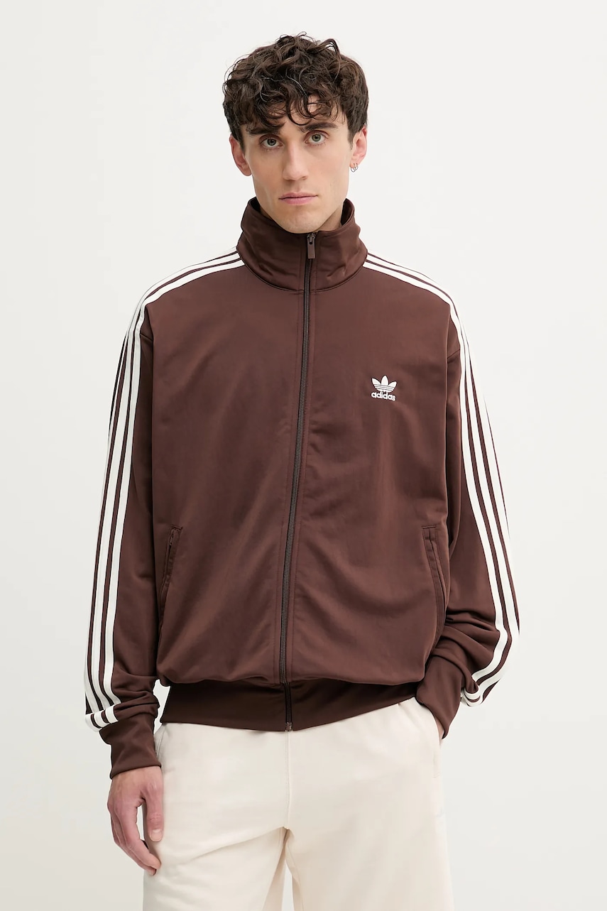 Levně Mikina adidas Originals Firebird Tt pánská, hnědá barva, s aplikací, KA0459