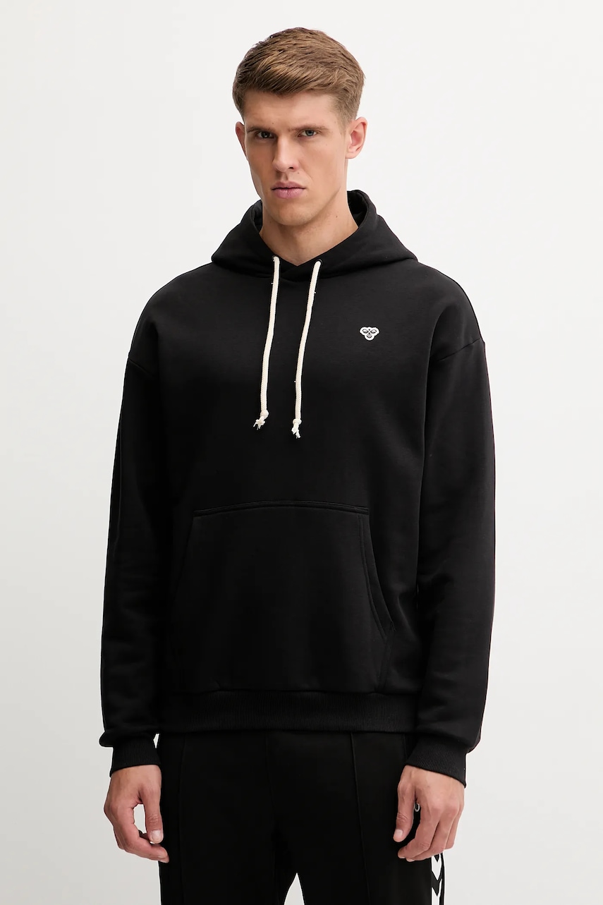 Hummel bluză culoarea negru, cu glugă, uni, 232944